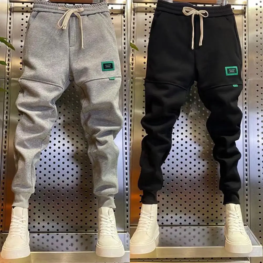 Pantalones de chándal Harajuku de felpa gruesa con banda en el tobillo, pantalones de chándal de Hip Hop, pantalones bombachos informales para hombre, pantalones Cargo para correr, ropa de calle