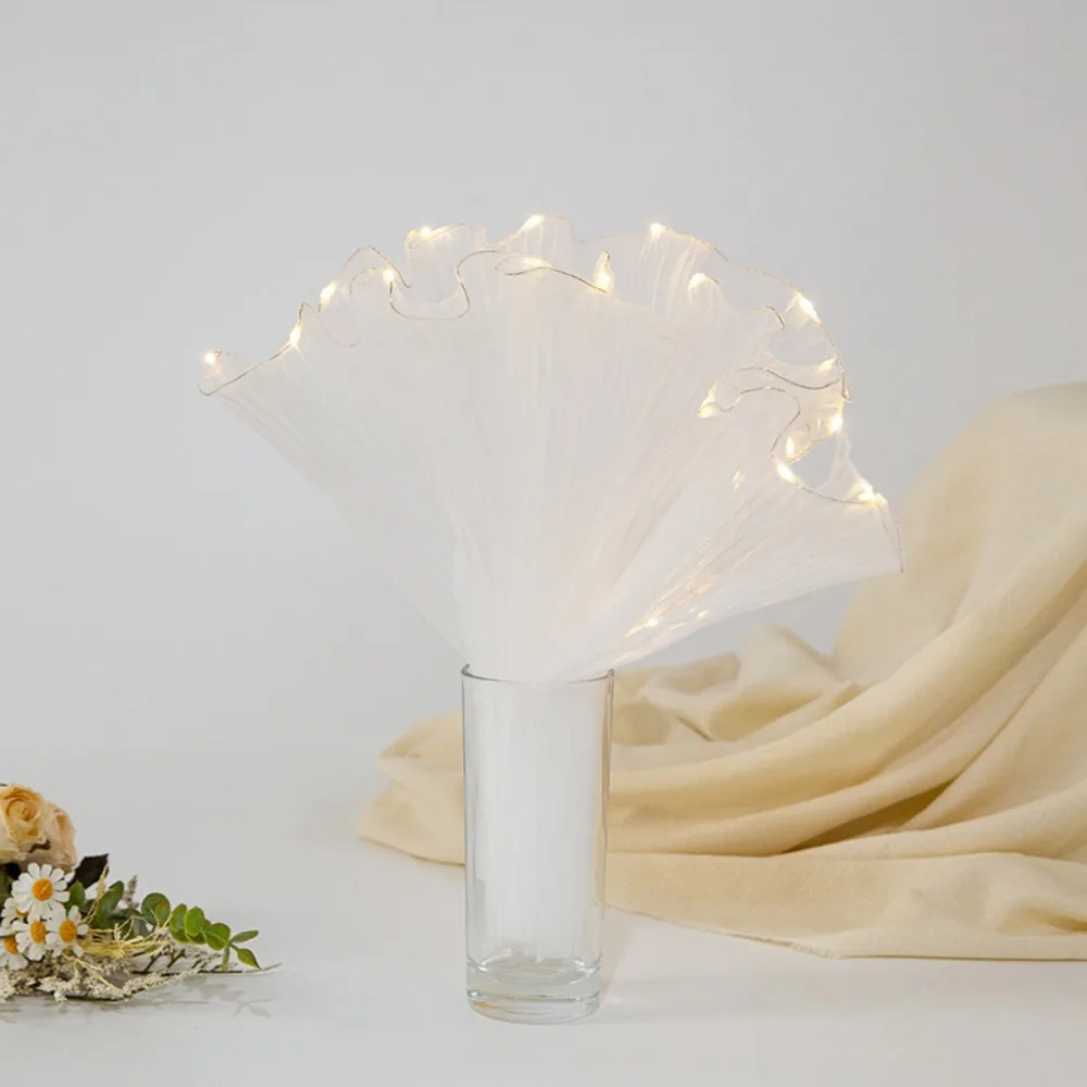 Decoration Cloth LED Flower Wrapping Paper With Lights Lace Mesh Florist Bouquet Packaging LED Packaging Tulle Wedding