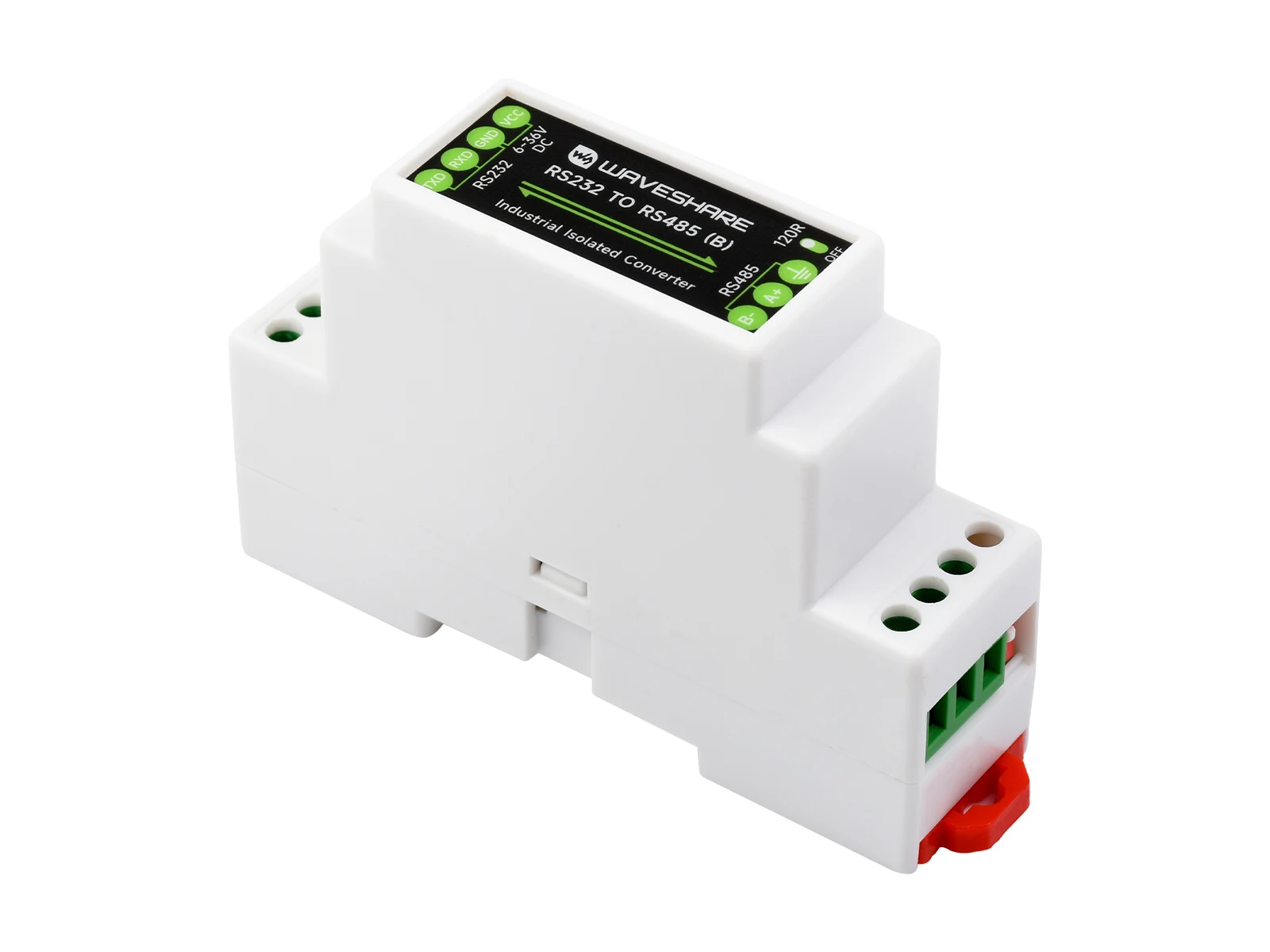 WS RS232 To RS485 Converter (B), Active Digital Isolator, Rail-Mount support, 600W Lightningproof & Anti-Surge 6~36V DC