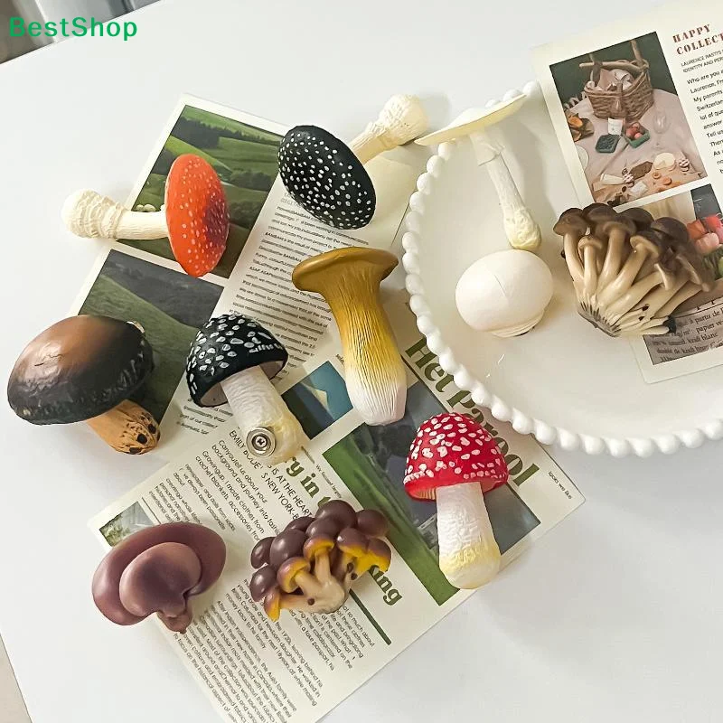 Cute Simulated Mushroom Fridge Magnets 3D Creative Cartoon Resin Magnets For Home Decoration