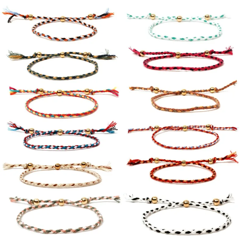 

Handmade Colorful Thread Gold Bead Bracelet Women Trendy Woven Strand Casual Daily Wear Premium Quality Adjustable Boho Elegant
