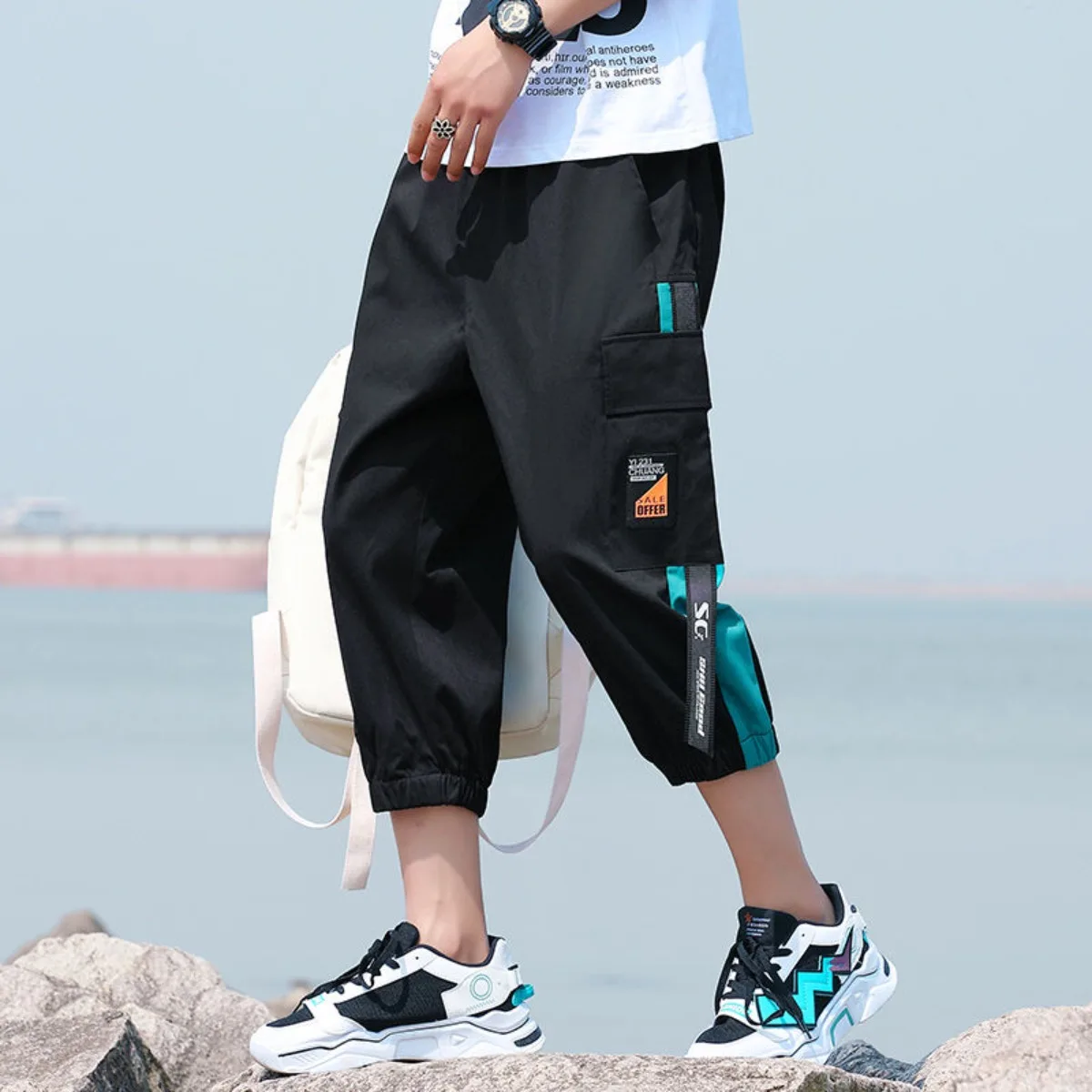 New style Hip Hop Below Knee Length 3/4 Long Shorts Men's Tactical Capri Pants Multi Pocket Summer Twill Work Cargo Pants Man