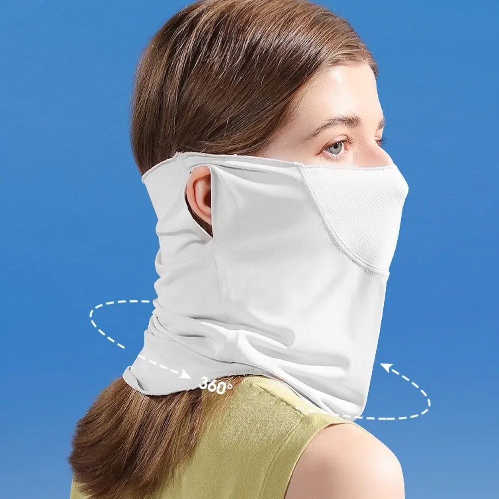 

Anti-UV Solid Color Sun Protection Mesh With Neck Flap Summer Sunscreen Mask Ice Silk Womne Neckline Mask Men Fishing Face Mask