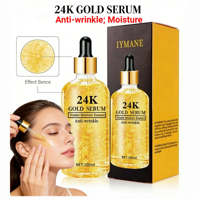 100ml 24K Gold Hyaluronic Acid Whitening Facial Serum Anti-Wrinkle Brightening Hydrating Facial Essence for Face Care