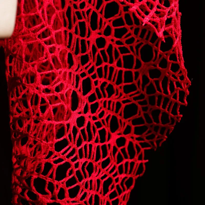 قماش شبكي كبير بمنظور مجوف غير منتظم للملابس المزخرفة الإبداعية DIY أقمشة مصممة بواسطة مادة القماش المتر #3