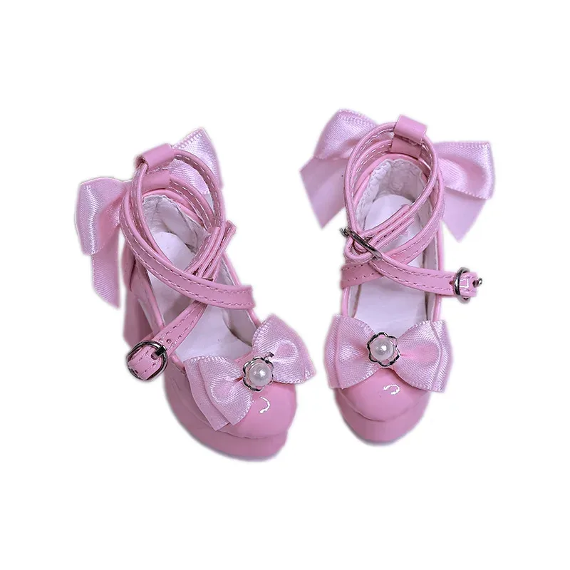 BJD Schuhe Bowknot High Heels für 1/3 Xiny 1/4 Bariy Puppe Spielzeug Plattform Schwarz Rosa Farben Puppen Zubehör