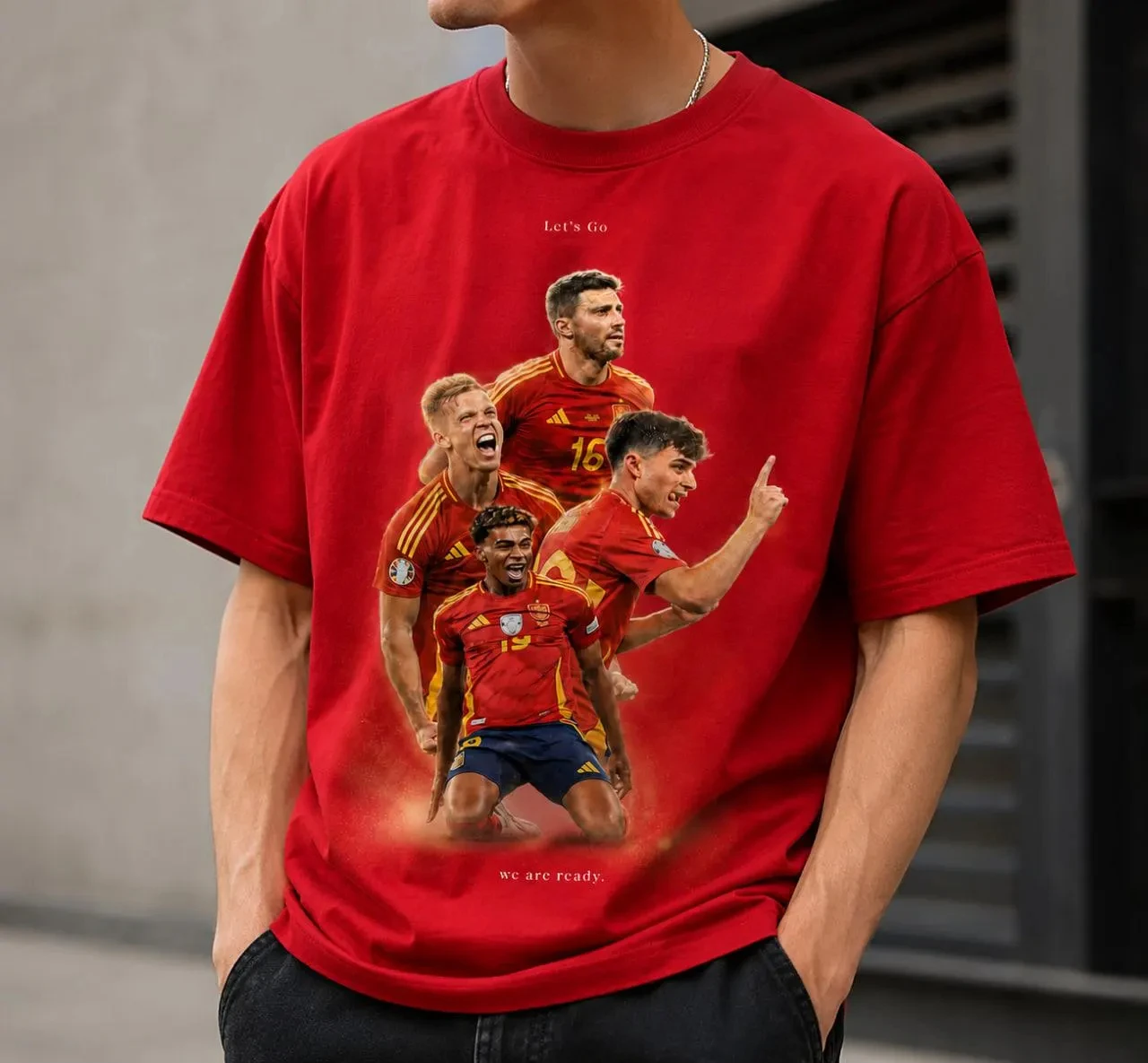 Spain National Football Team Star Players Group Portrait Graphic T Shirt Euro Championship Oversized Unisex Short Sleeve Tee