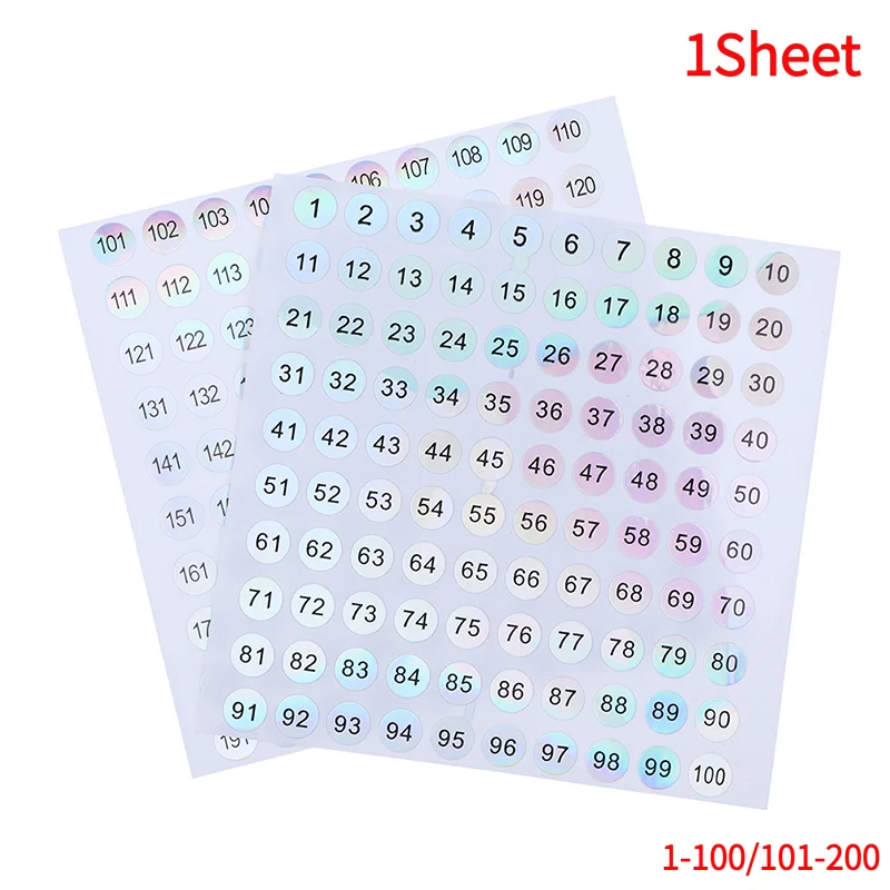 1Sheet Waterproof Number 1-200 Laser Labels Stickers Nail Polish Lipstick Number Tags.