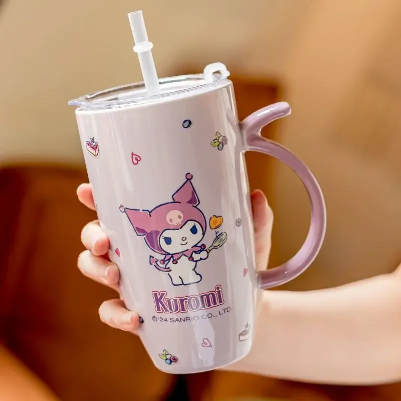 Hello Kitty Cinnamoroll Anime Kawaii MINISO Kubek o dużej pojemności Cute Cartoon Kreatywny kubek ceramiczny Prezenty do przechowywania wody dla dzieci