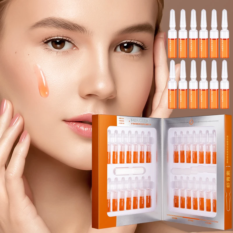 Essence hydratante Mercilen Astaxanthin 56 ml (2 ml x 28 flacons), Essence de soin pour la peau du visage, Soin hydratant en profondeur, Nourrit et raffermit la peau, Riche en collagène et en niacinamide, Convient aux hommes et aux femmes