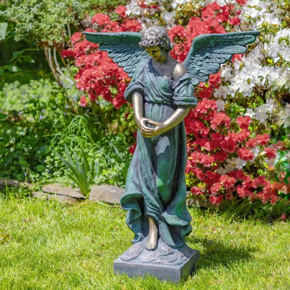 

. Large Magnesium Angel Statues (Outdoor Safe) (45”T Standing with Open Wings Ariel(Bronze Finish))
