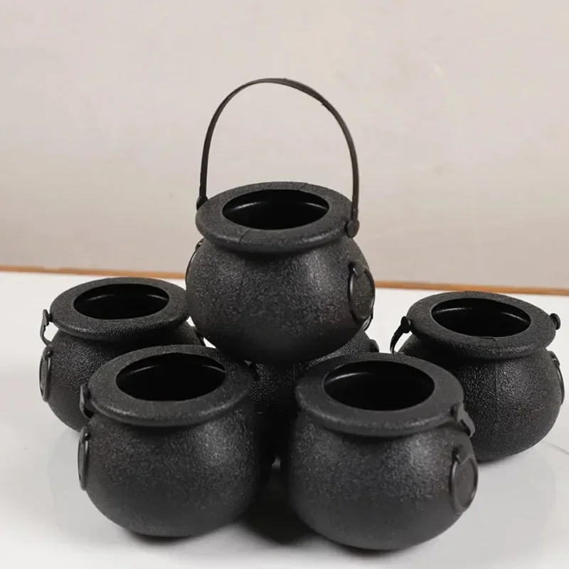 6Pcs Mini Halloween Candy Buckets Trick or Treat Bucket Witch Cauldrons Pots Pumpkin Pails with Handle for Party Favors Supplies