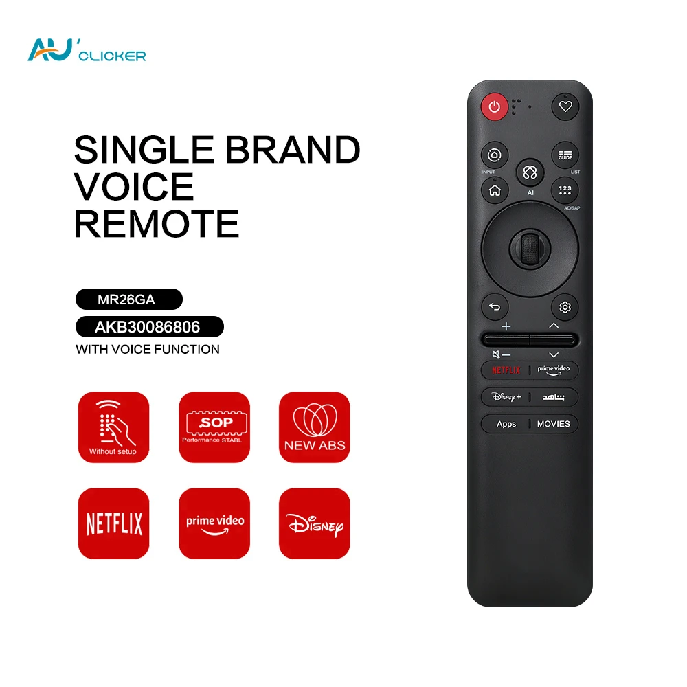 Magic Voice Remote Replacement with Netflix YouTube Buttons for Smart TV MR26GA Compatible with OLED55G66LS 50QNED70B6C