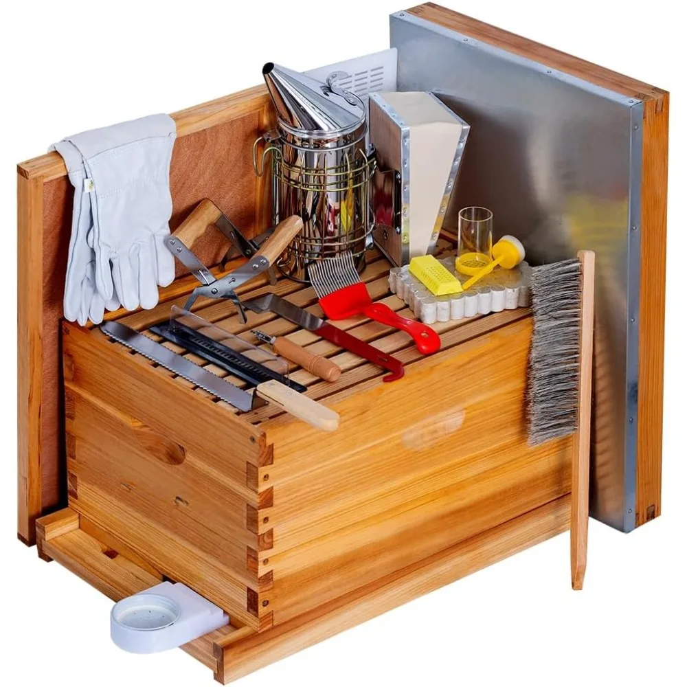 

Beehive Starter Kit 10 Frame Beehive Kit Wax Coated Bee Hives Boxes Starter Kit Includes 13 Pcs Beekeeping Tools