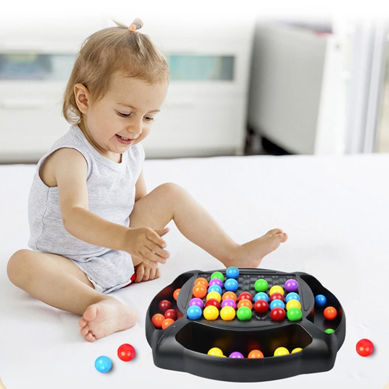 Rainbow Ball Matching Toy  Safe Material Board Game Toys Set With 48pcs/ 80pcs Colored Beads For Children