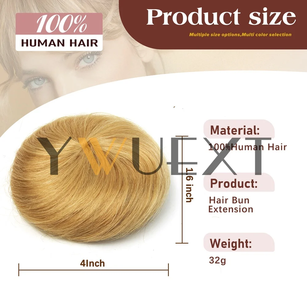 30G Messy Hair Bun Hair Pieces Straight Scrunchie Updo with Elastic Rubber Band Extension Human Hair Ponytail Chignon Donut