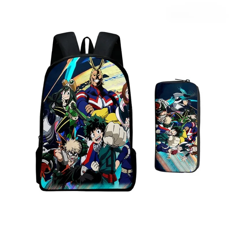Mochila escolar de Anime My Hero Academia, conjunto de estuche para lápices, mochila de gran capacidad, regalo de cumpleaños para la temporada escolar, 2 uds.
