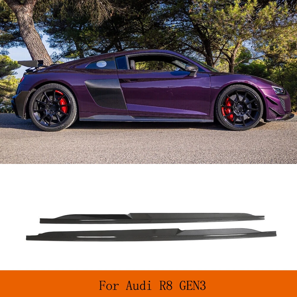 

Car Side Skirts Extension Lip Spoiler for Audi R8 V10 GT Performance Coupe 2023 Gen3 Dry Carbon Side Skirts Extensions Body Kits