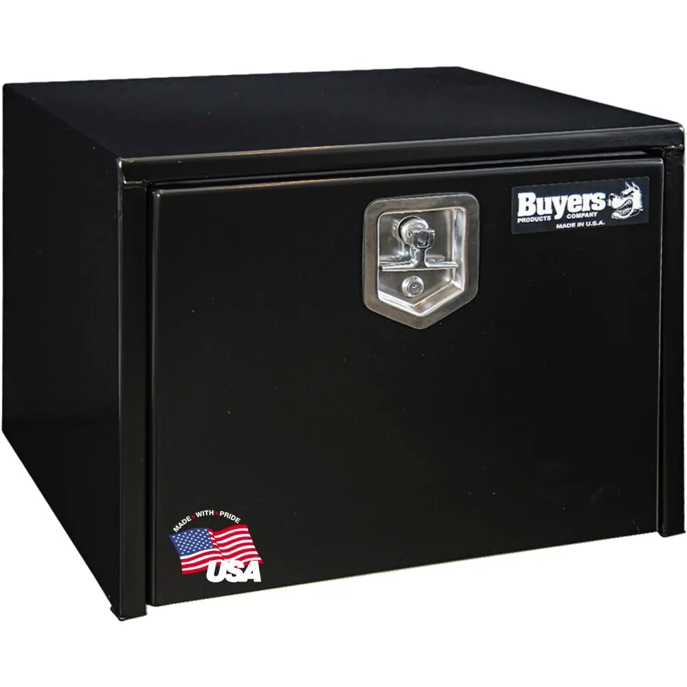 1702300 Black Steel Underbody Truck Box w/ T-Handle Latch, 18x18x24 Inch, Contractor Toolbox For Organization And Storage