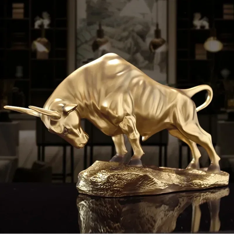 

Bullish Sky Soaring Imitation Copper Animal Resin Ornament, Living Room Office Home Decoration Sculpture