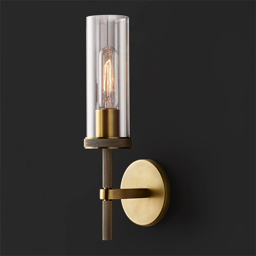 All copper glass bracket wall lamps living room bedroom American modern Chinese luxury balcony staircase vintage sconces lights
