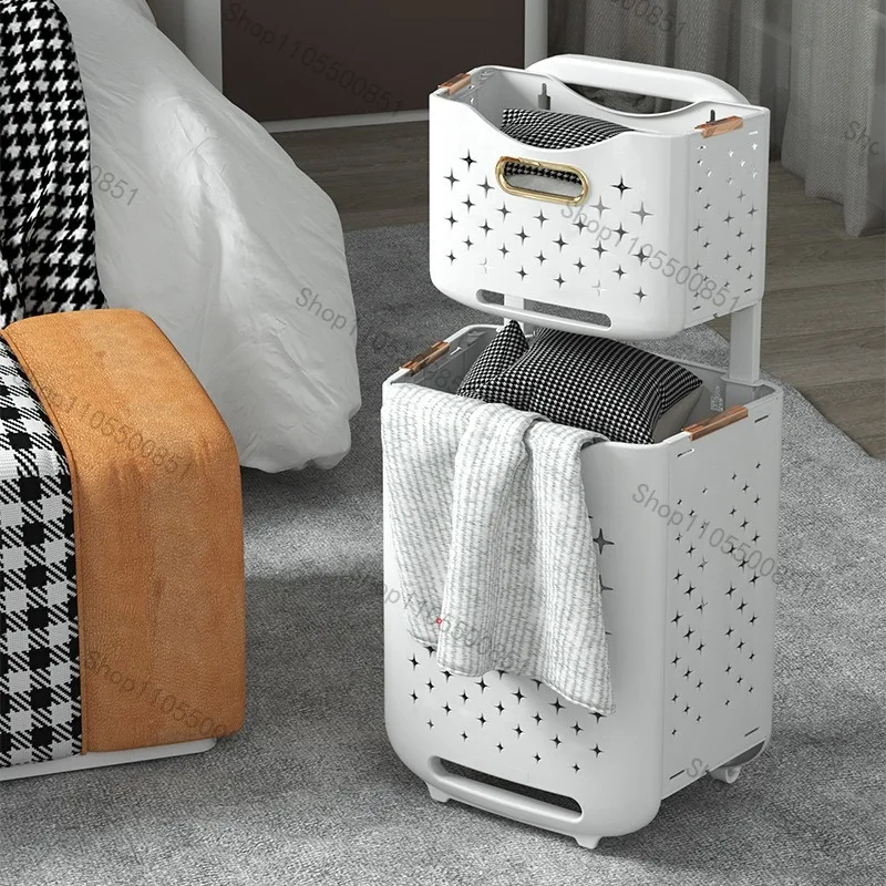 Foldable laundry basket Household combined two-layer laundry basket Bathroom clothes Toy storage basket Dirty laundry bucket