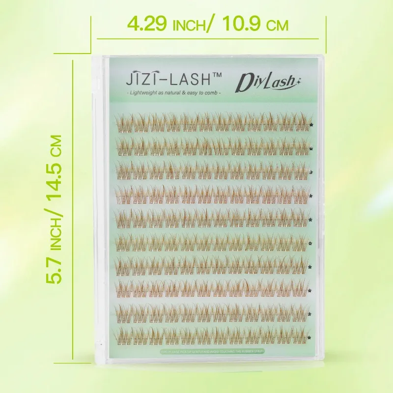 JIZI-LASH Brown Self Adhesive False Eyelashes Natural Manga Lash Clusters 120pcs DIY Individual Eyelashes Extension Tools