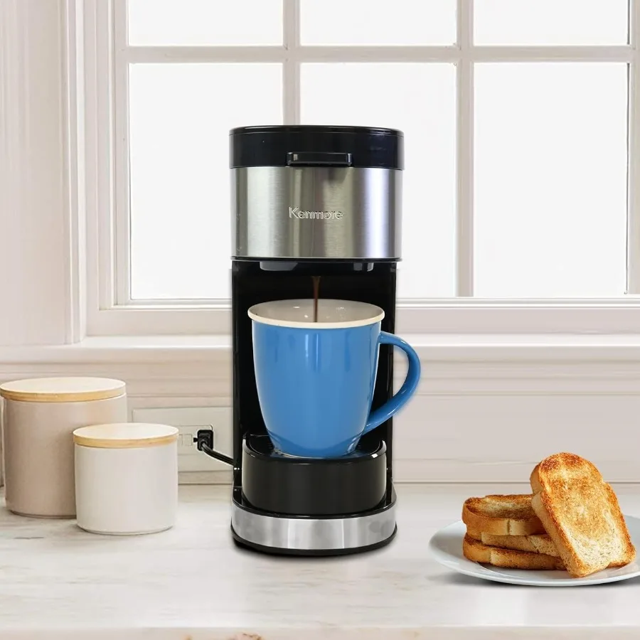 켄모어 싱글 서브 커피 메이커 스테인리스 스틸 여행용 머그 캡슐/포드 분쇄 커피 브루잉 K컵 호환 핫 아이스 커피