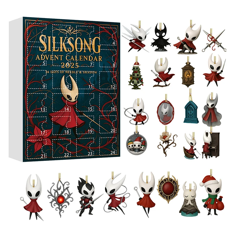 Hollow Knight Advent Calendar Anime Action Figures Decorative Acrylic Pendant New Year 24 Days Countdown Surprise Box Gifts