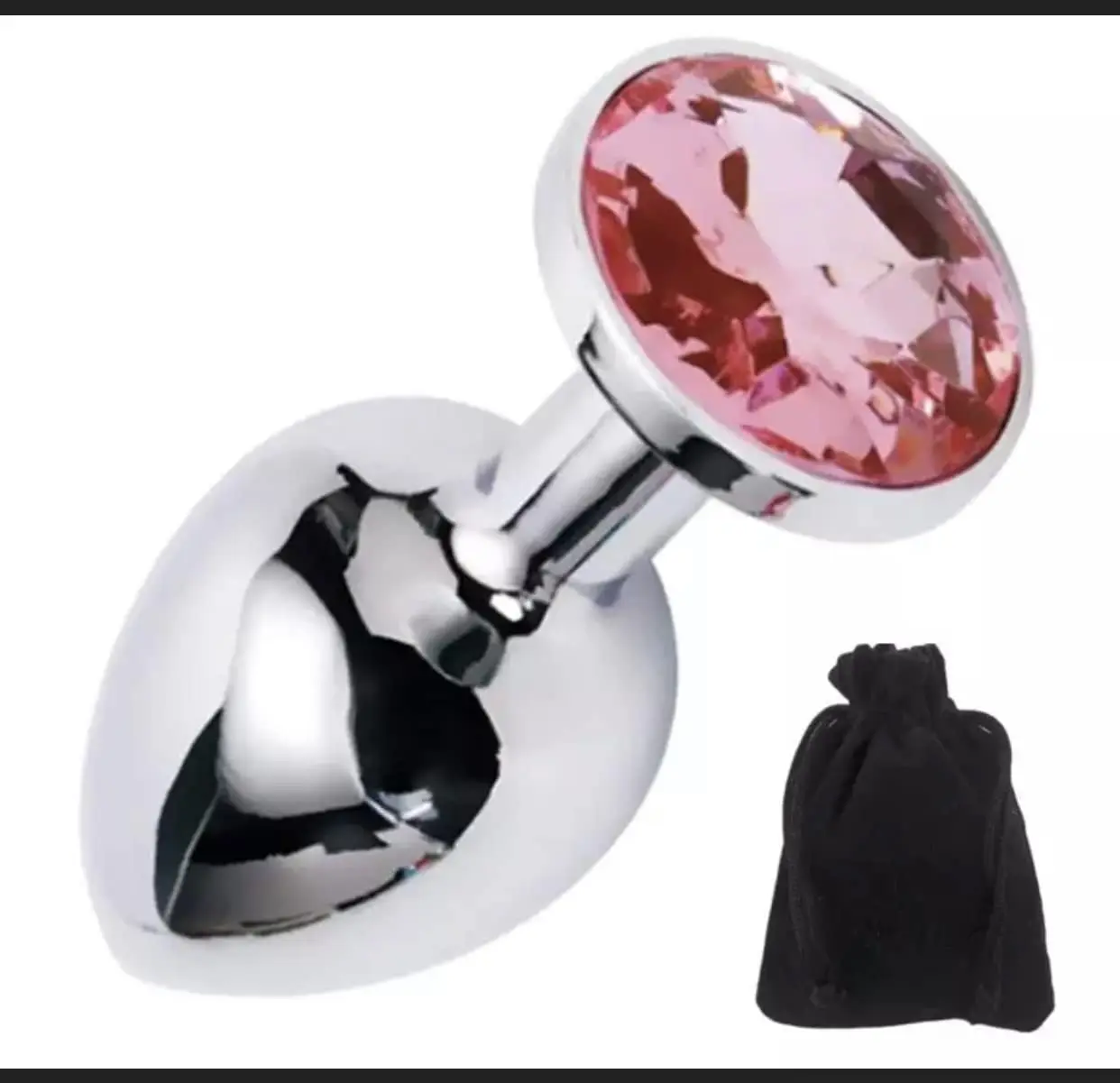 

Metal Butt Plug Smooth Anal Dildo Diamond Jewel Jewelled Sex Toy Princess Stone Pink Stone