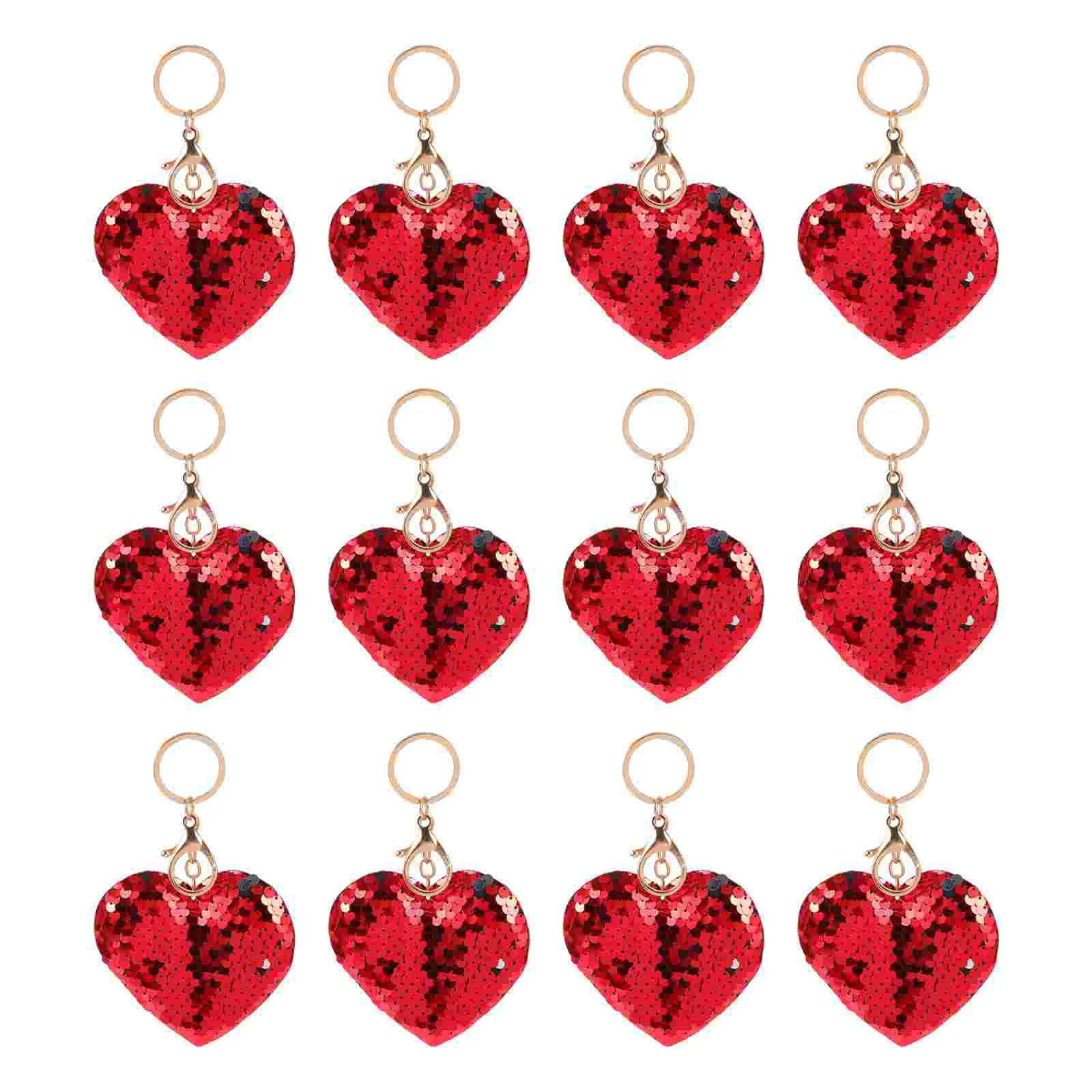 

24 Pcs Sequin Keychain Personality Glitter Gift Reversible Heart Alloy Premium Material