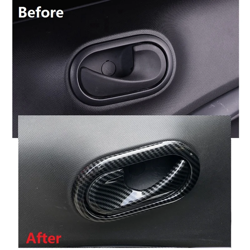 Car Carbon Fiber Interior Door Handle Decorative For Benz Smart 453 Fortwo Forfour 2015-2020 Accessories