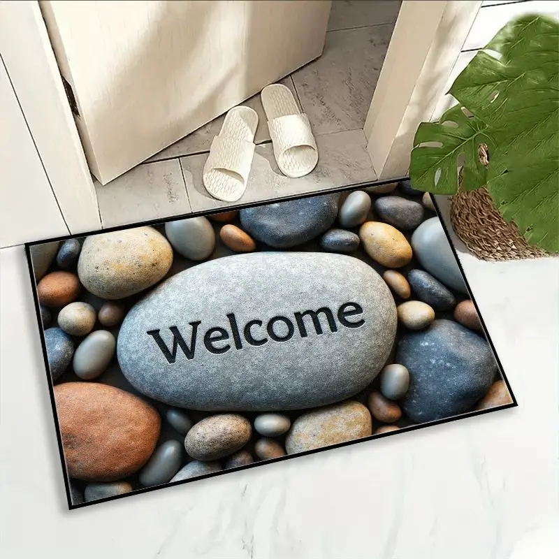 VIKAMA Simulation Pebble Welcome Entrance Door Mat Foyer Bathroom Entrance Home Decoration Welcome Carpet