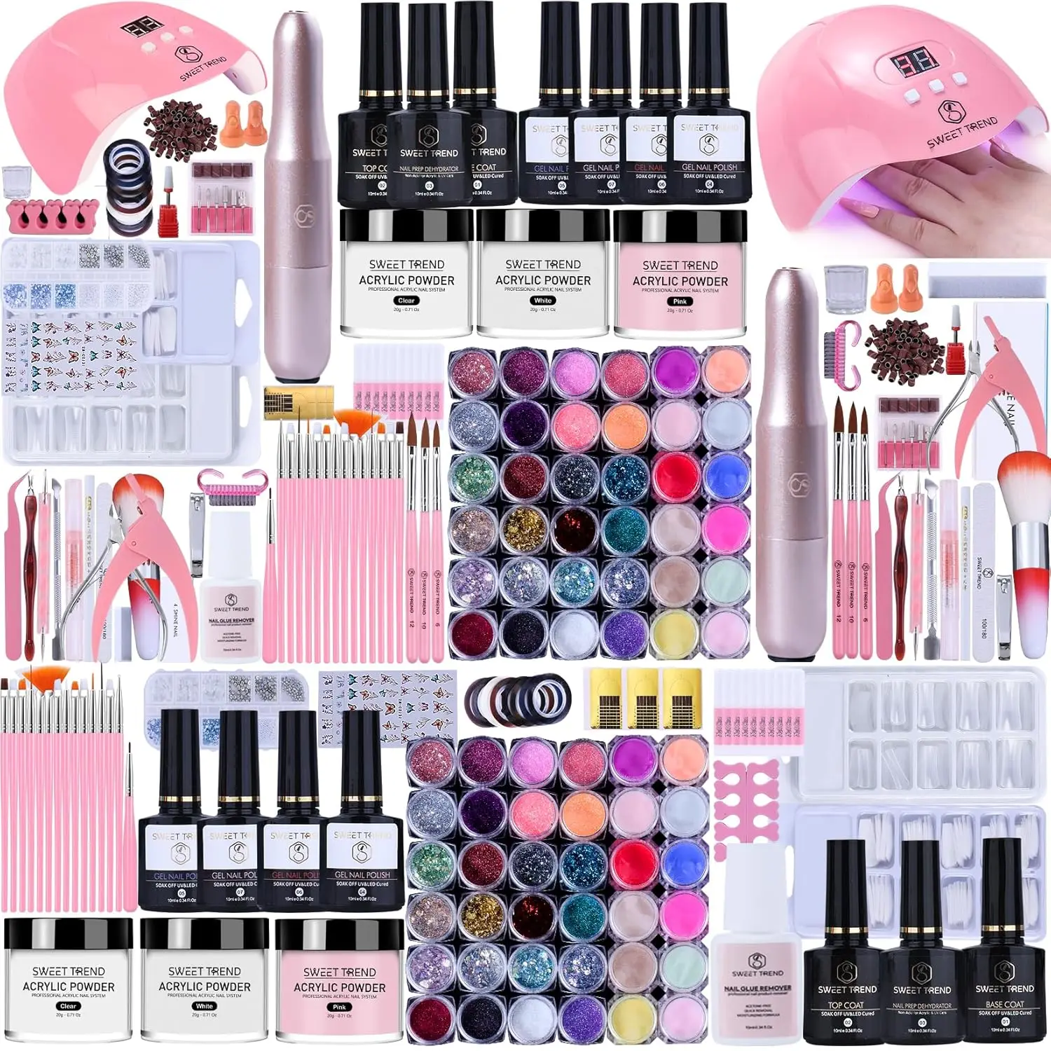 Acrylic Nail Kit for Beginners: Professional Acrylic Powder Set with Everything for Starter Gel Nail Polish U V Light Nail