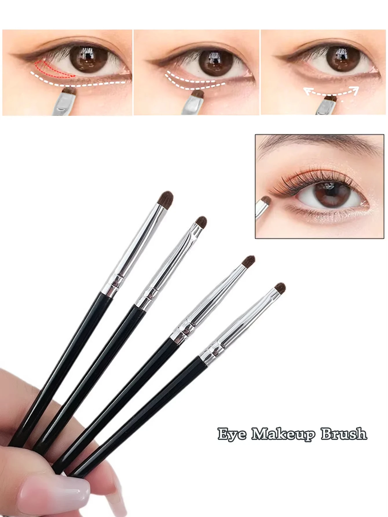 4-Piece Set Of Exquisite And Compact Eyeshadow Brushes, Made Of Horsehair, For Precise Blending; Eyeliner Brush; Concealer Brush
