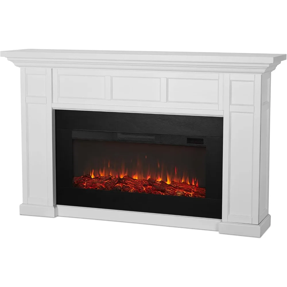 75” Electric Fireplace with Mantel for Living Room or Bedroom，Replaceable Fireplace Insert Heater，Realistic Log and Flame Effect