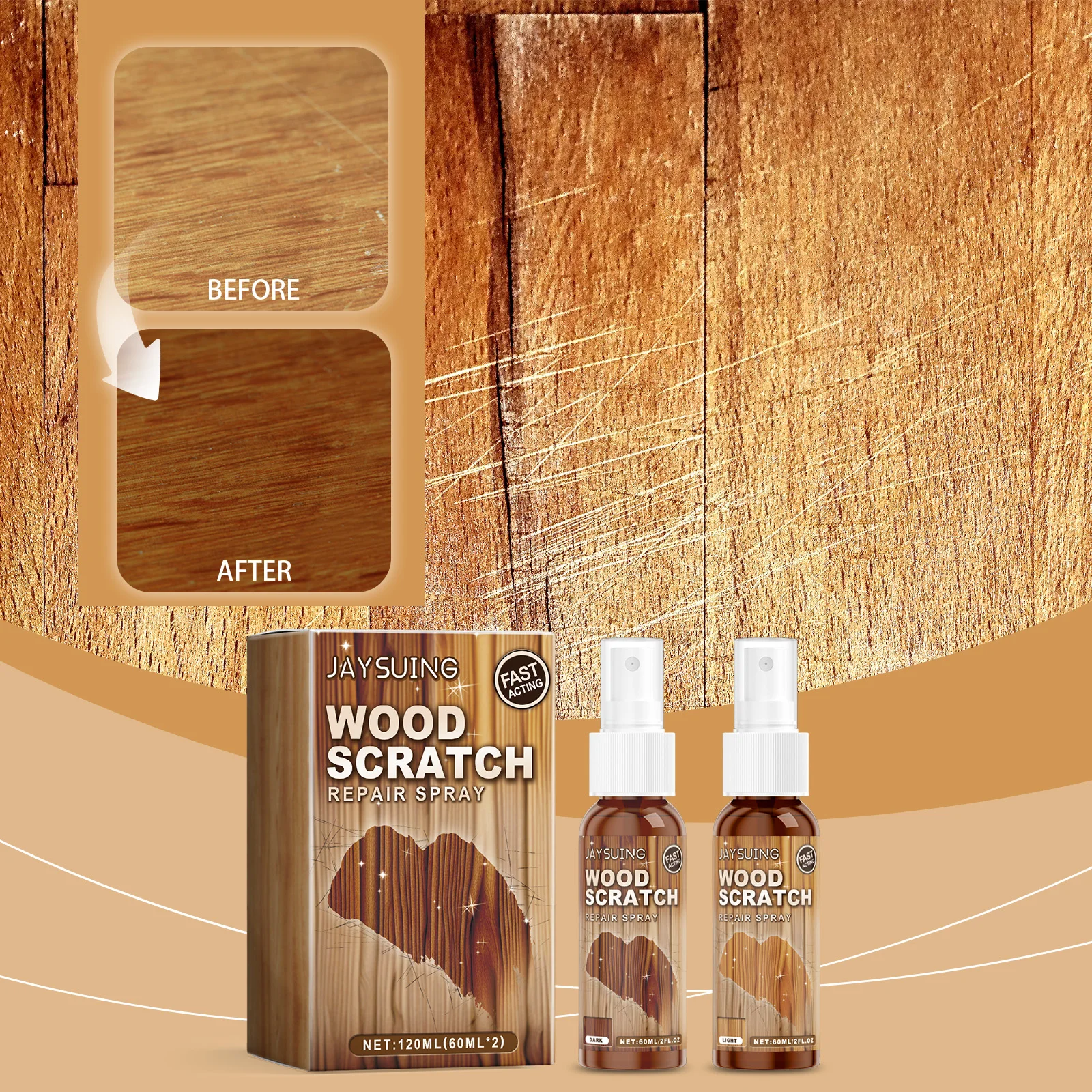 Краска для ремонта пола мебели Восковая краска для мебели Деревянный стол Пол Дополнительный цветной спрей Быстродействующий спрей для ремонта царапин