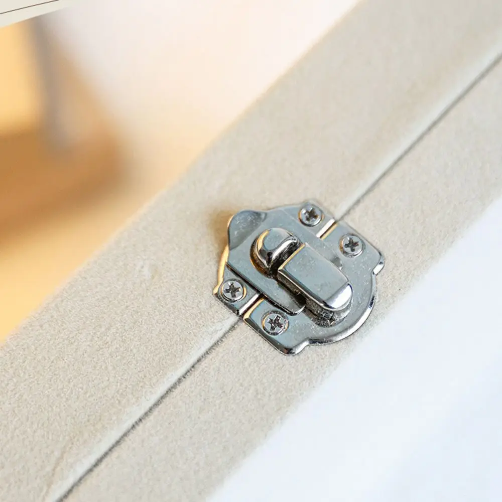 سعة كبيرة صندوق تخزين المجوهرات غطاء الوجه الغبار السفر مجوهرات حالة قابلة للقفل انفصال مقسمة قلادة صينية #3