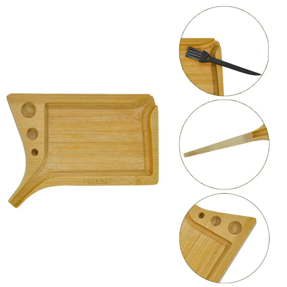 Bamboo WoodTobacco Rolling Tray Set Herb Cleaning Brush Pre-Roll Smoke Roller Multipurpose