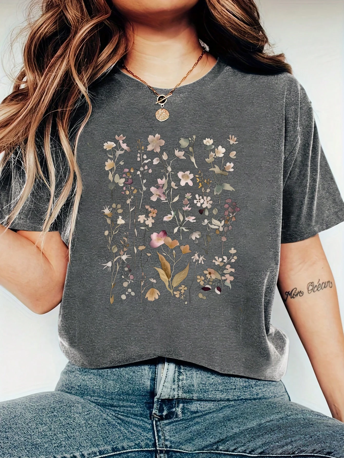 Harajuku Flowers and Plants Vintage Women T Shirt Short Sleeve Crew Neck Summer Tshirt Tops for Women Clothes