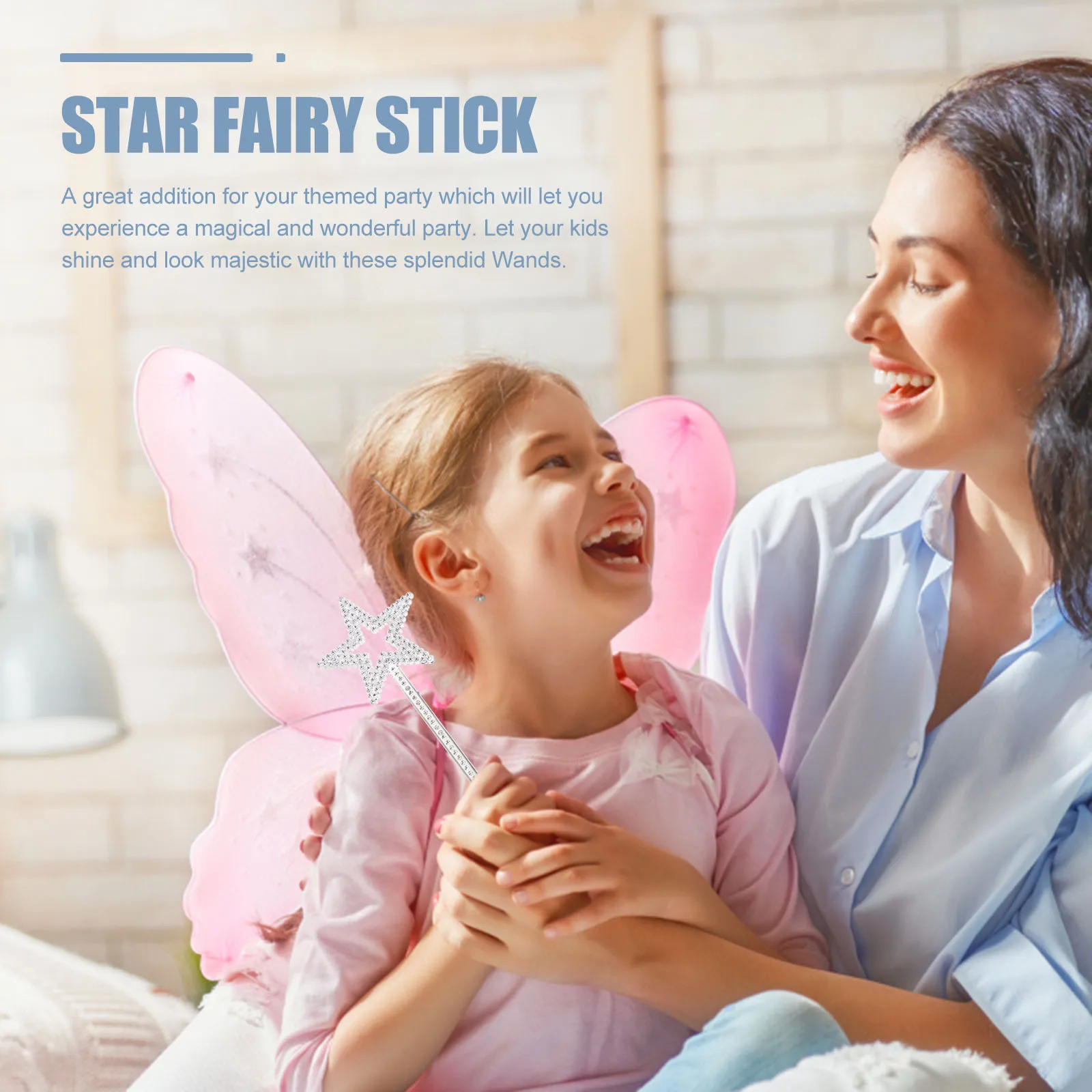 

24Pcs Star Fairy Sticks Plastic Girls Costume Props for Birthday Party Wedding Halloween Cosplay Silver 22mm Star Fairy Stick