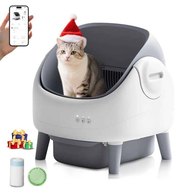 

Self Cleaning Litter Box Automatic Cat Litter Box With Open-Top Design APP Control Dual Safety Sensors Suitable For Multi-cats