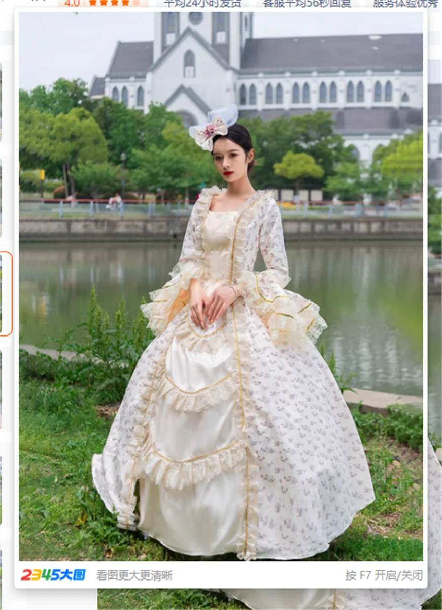 

Fanhu European Medieval Vintage Palace Dress, Princess Victoria Dress, Stage Dress, Fashion Show, Photography