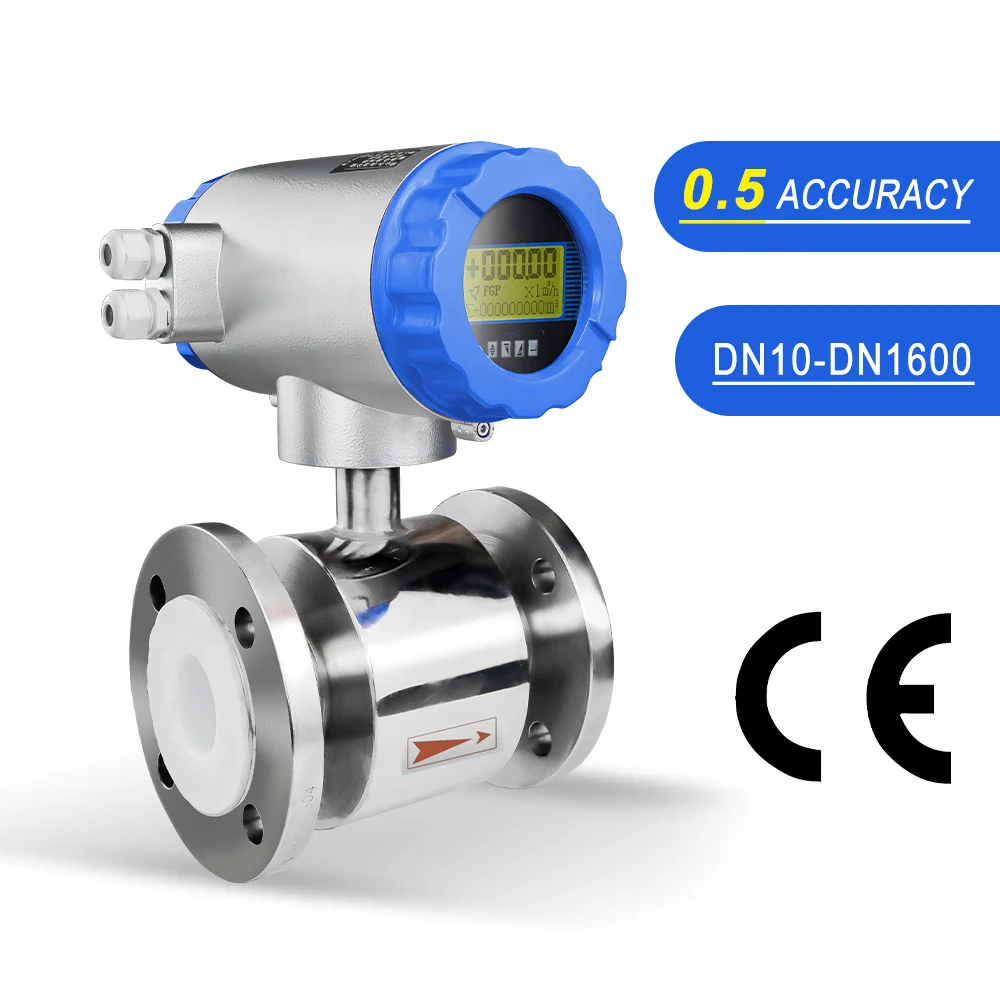 DN65\DN80\DN100 Electromagnetic Water Flow Meter Chemical Acid Base Liquid Sewage Slurry Flowmeter