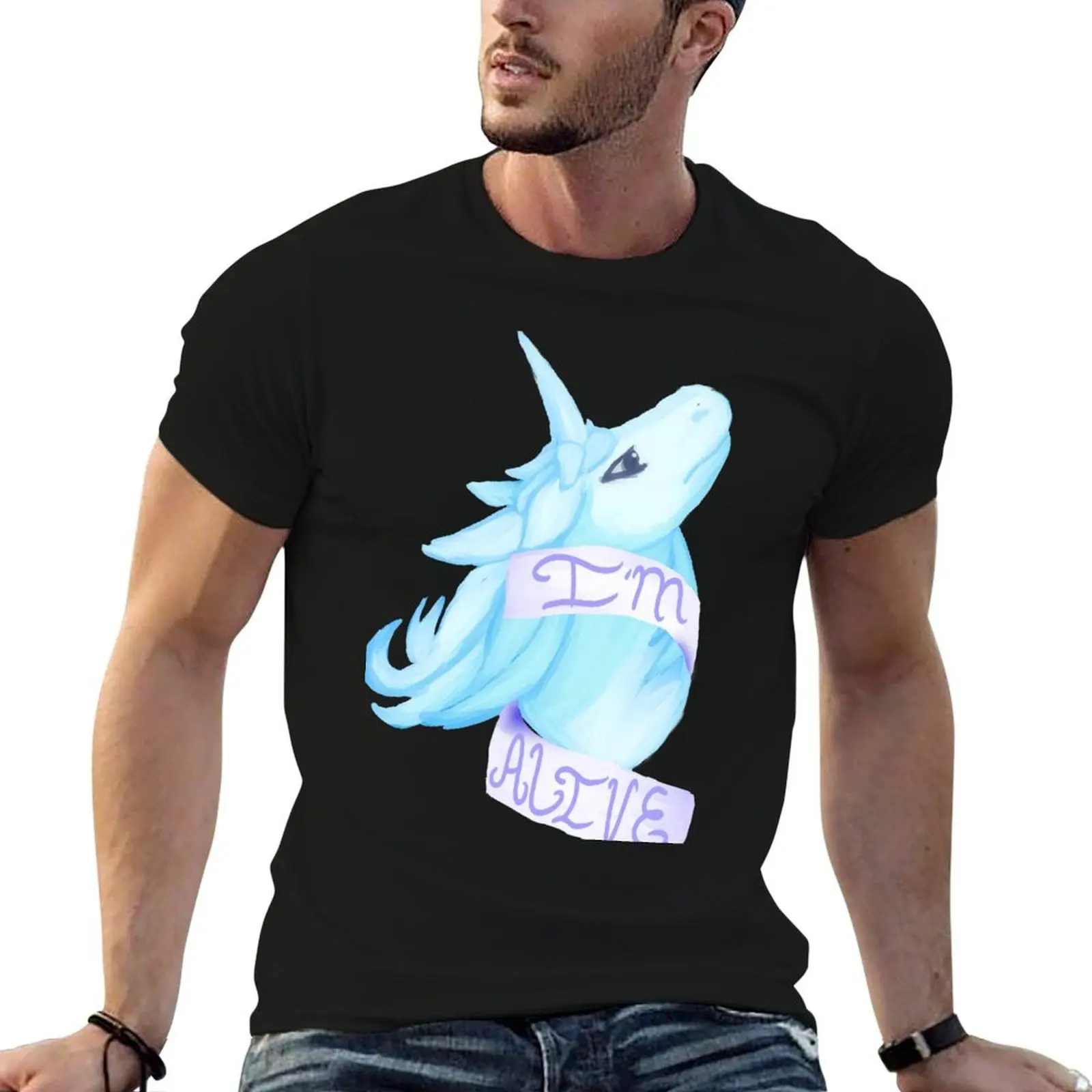 T-shirt I'm Alive, t-shirts anime surdimensionnés pour hommes, t-shirt graphique, t-shirt décontracté pour hommes