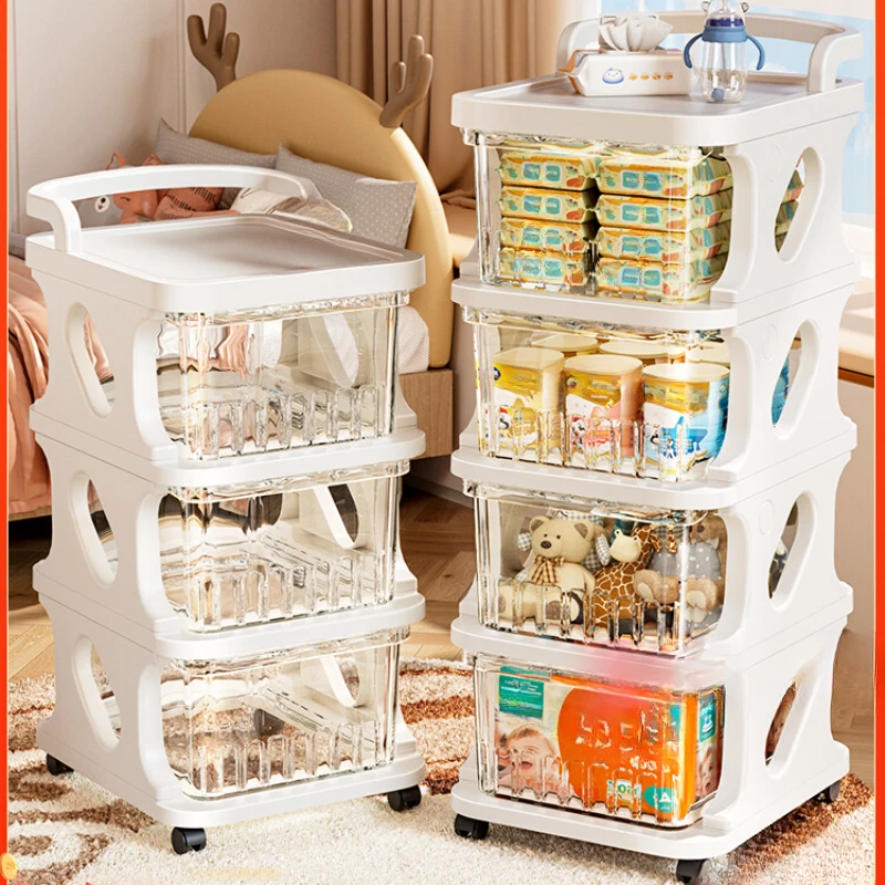 Trolley Snack Storage Rack Baby Products Storage Cabinet Multi-Layer Storage Rack Removable Baby Toy  Box