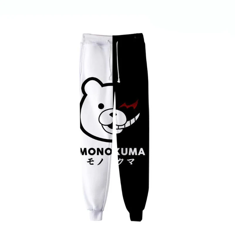 Anime Monokuma Sports Sweat Pants Straight Pants Black White Bear 3D Printed Sweatpants Jogging Men/Women Trousers