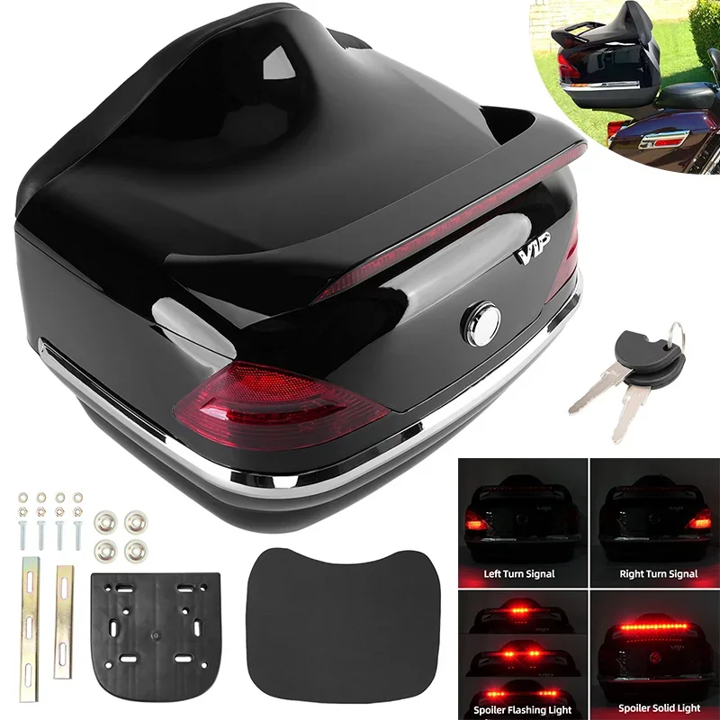 Universal Motorcycle Rear Top Box Scooter Tail Trunk Luggage Large Capacity Lockable Carrier Case 26L For Honda Yamaha Kawasaki