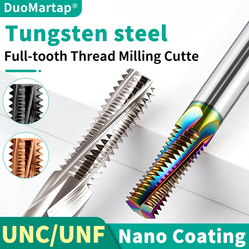 

DUOMartap CNC Machine Solid Carbide Full Thread Milling Cutter UNC 10-24 1/4 5/16 3/8 7/16 1/2 UNF 8-36 10-32 Mill Mills Cutters