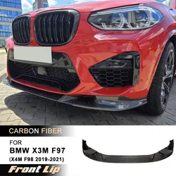 Car Front Bumper Lip Spoiler Splitters for BMW X3 M F97 X4 M F98 2019-2021 Front Lip Chin Apron Guard Body Kit Carbon Fiber FRP